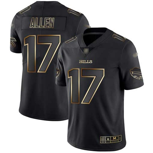 Men Buffalo Bills 17 Josh Allen Black Gold Vapor Untouchable Limited NFL Jersey